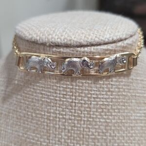 Gold and Silver Elephant Bracelet